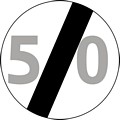 Koniec ograniczenia prędkości (tu: 50 km/h)